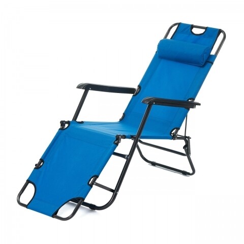 Sezlong pliabil cu tetiera, Heinner, 178x60x79cm, albastru