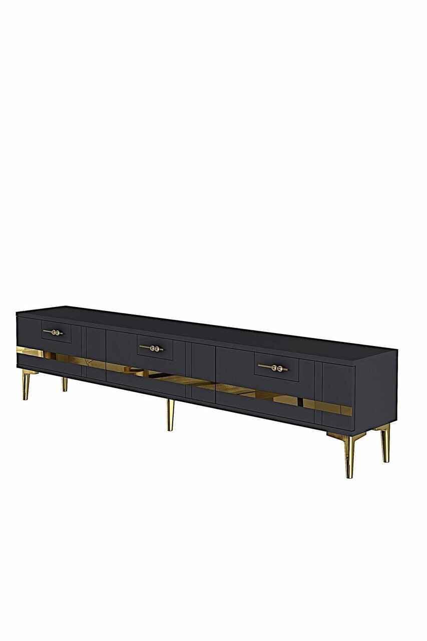 Comoda TV, Hanah Home, Ilay, 180x41x30 cm, Antracit / Aur — imaginea 5