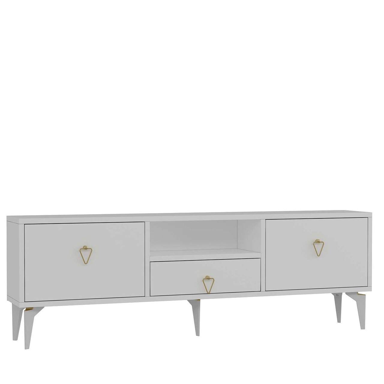 Comoda TV, Hanah Home, 1302-DROP-1, 140x49x30 cm, PAL , Alb/Auriu - view 4