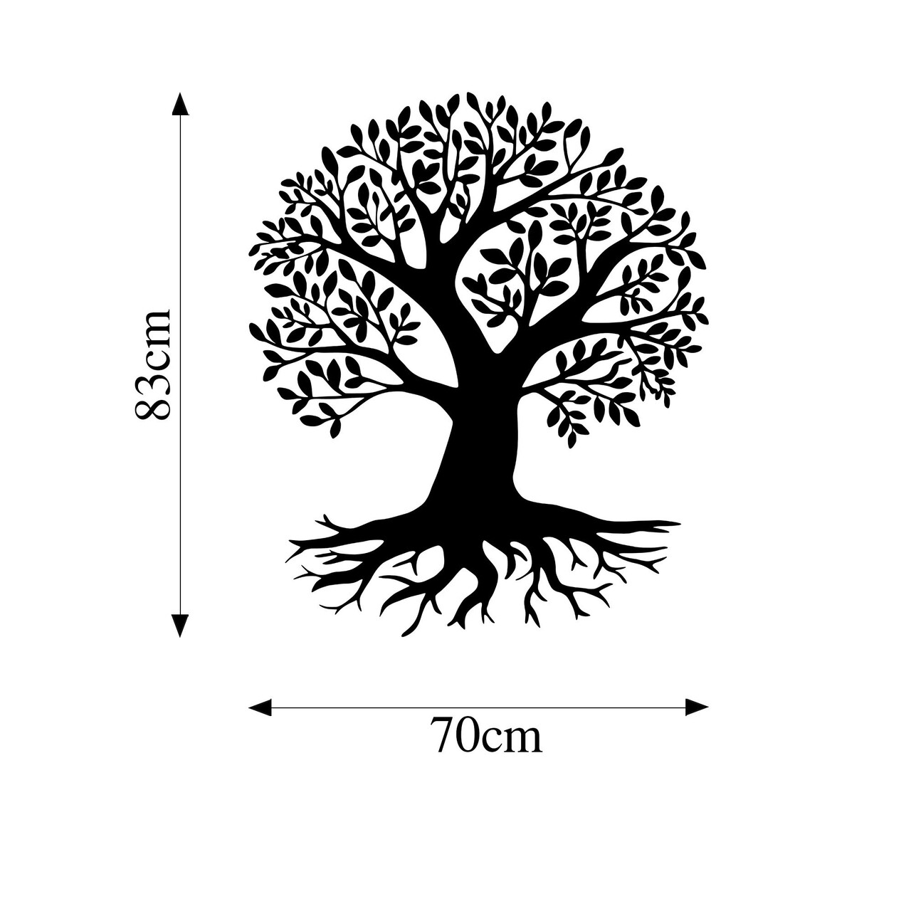 Decoratiune de perete, Monumental Tree 2, Metal, Dimensiune: 70 x 83 cm, Negru