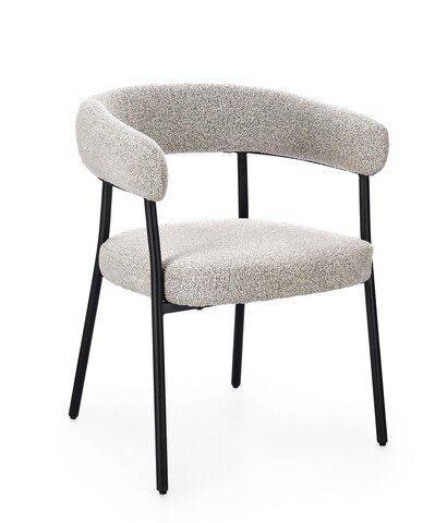 Scaun Giaele, Bizzotto, 59.5x56.5x75.5 cm, poliester Boucle, negru/grej