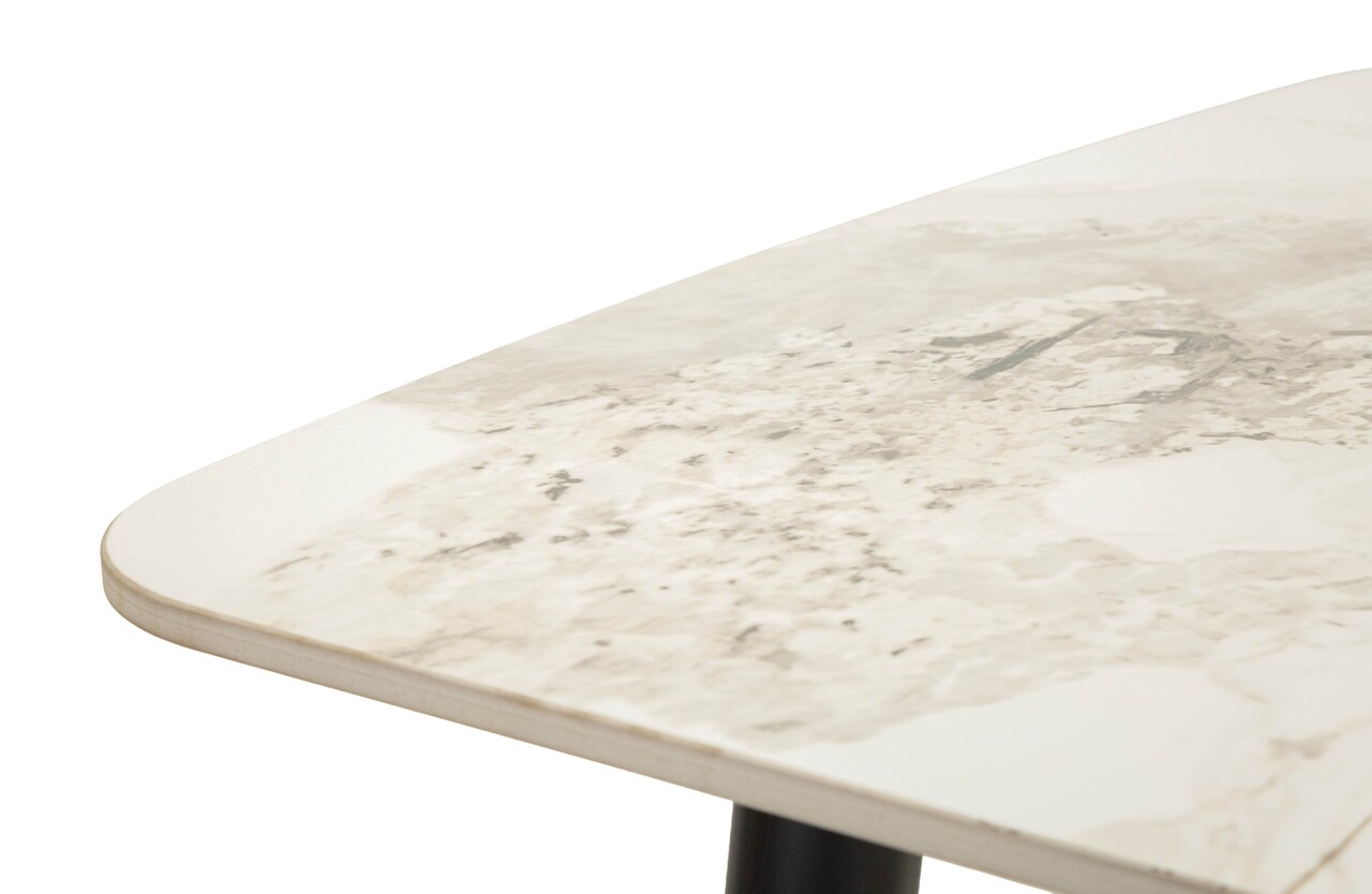 Masa dining, Mauro Ferretti, Josh, 138x78x76 cm, metal/ceramica, negru/alb - imagine 4