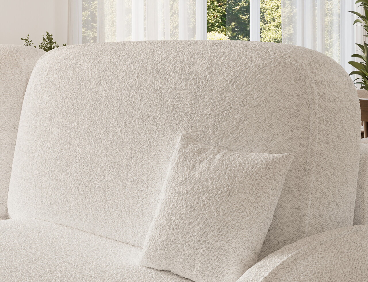Coltar extensibil stanga 3 locuri ELTAP, Tesalia, 240x150x93 cm, lemn/tesatura boucle, alb — imaginea 8