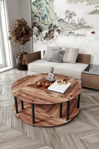 Set masute de cafea, Hanah Home, Yin Yang 4 70, MDF , Maro