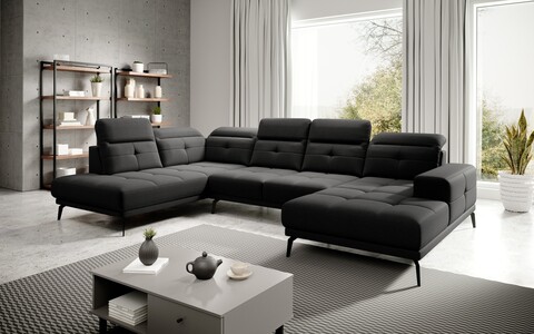 Coltar stanga 6 locuri ELTAP, LT-10VER, Bretan, 350x205x107 cm, lemn/poliester, negru