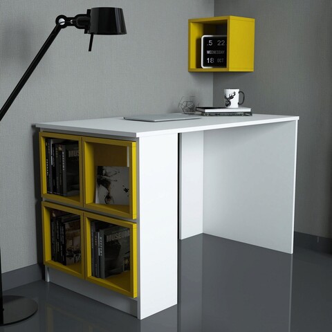 Birou, hommy craft, box, 120x75x65 cm, alb / galben