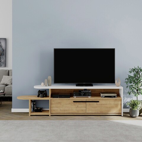 Comoda tv, homitis, lyra, 167x44.8x33 cm, stejar / alb