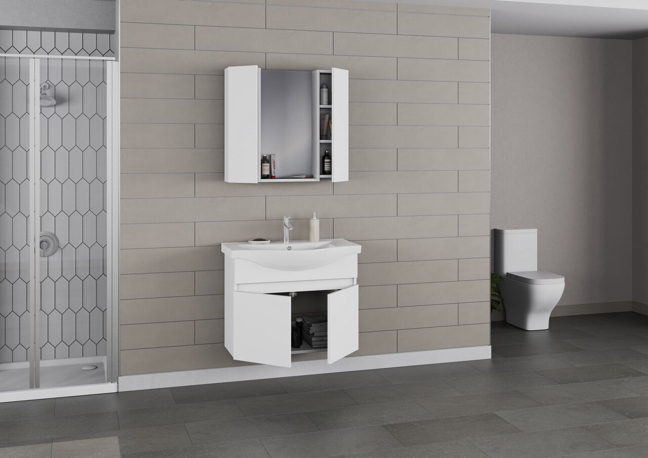 Set mobilier de baie (2 piese), Hanah Home, Sole 80, Alb mat - view 5