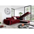 Coltar extensibil dreapta 3 locuri ELTAP, RT-25VE, Grayson, 278x205x92 cm, lemn/poliester, rosu inchis