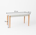 Set masa extensibila si 4 scaune, Fairfax, Natura, Lemn de fag, Alb lemn / Stejar