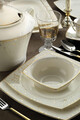 Set de cină (68 bucăți), Kütahya Porselen, 710KTP3112, Portelan, Farfurie adâncă: 23 x 23 x 4 cm (12 bucăți), Aur/Alb