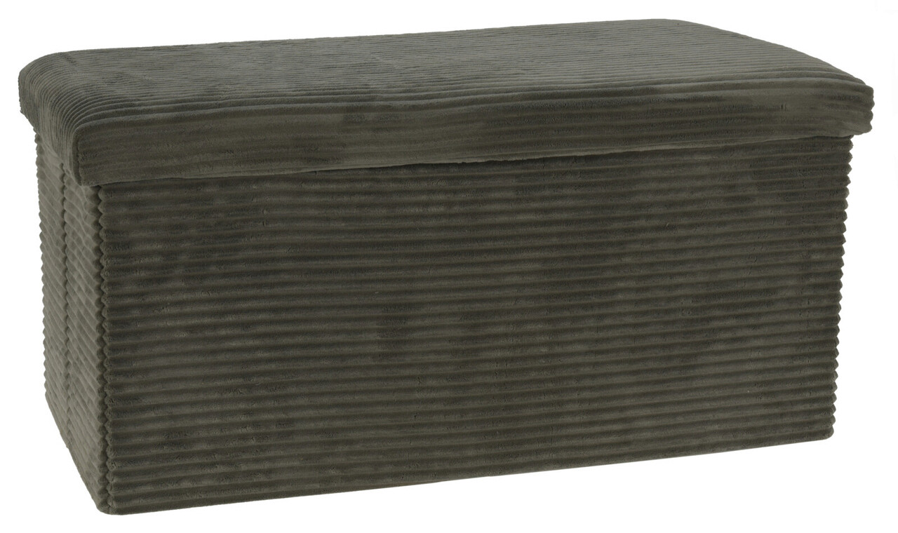 Bancheta cu spatiu pentru depozitare Ottoman, Excellent Houseware, 76x40x38 cm, max 160 kg, velur, verde inchis