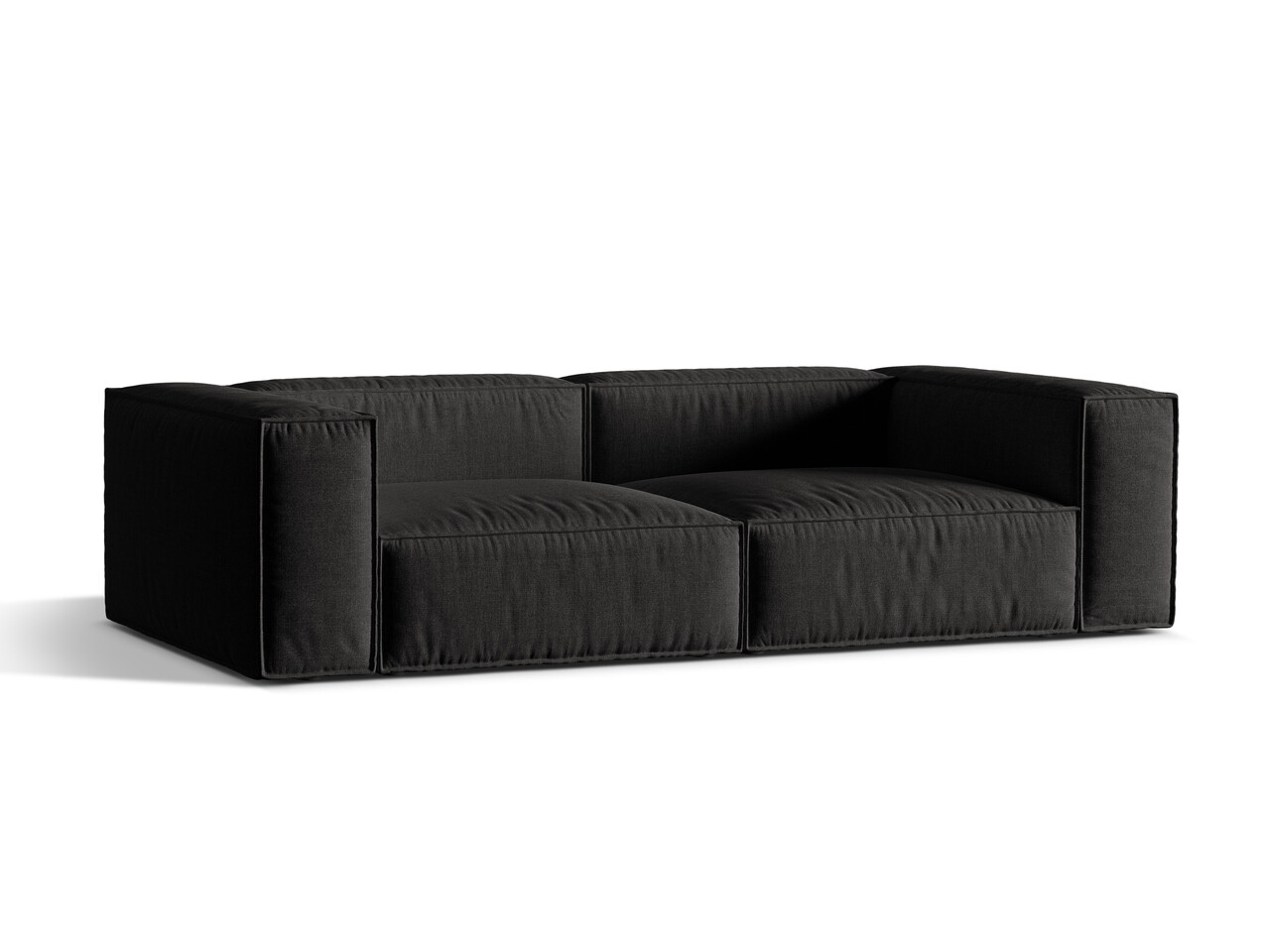 Canapea 4 locuri, Nuria-215, Micadoni Home, 250x110x72 cm, tesatura structurata chenille, negru - 1 | YEO