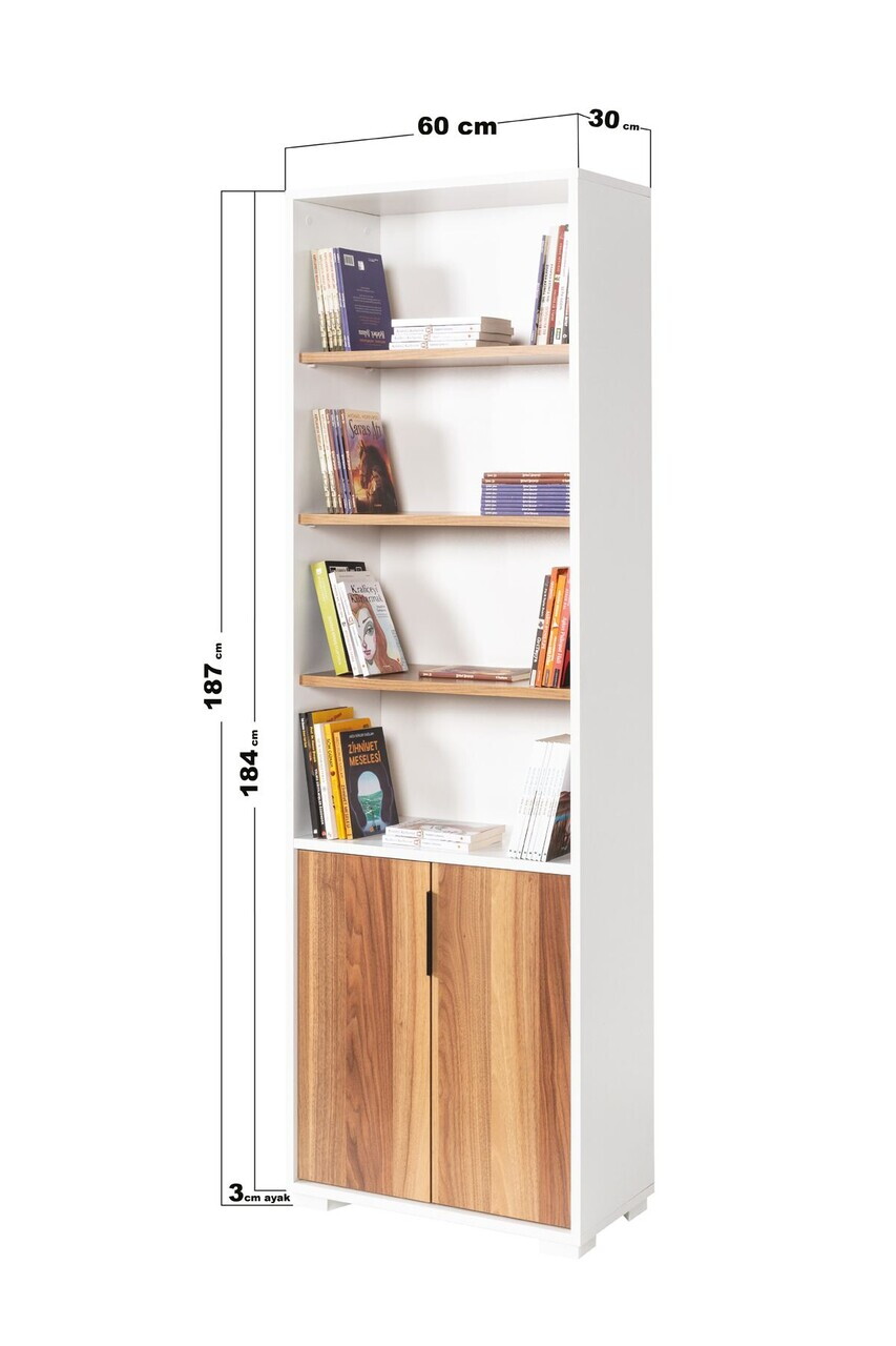 Corp biblioteca, Hanah Home, Evm 8101, 60x187x30 cm, PAL, Alb/Maro — imaginea 6