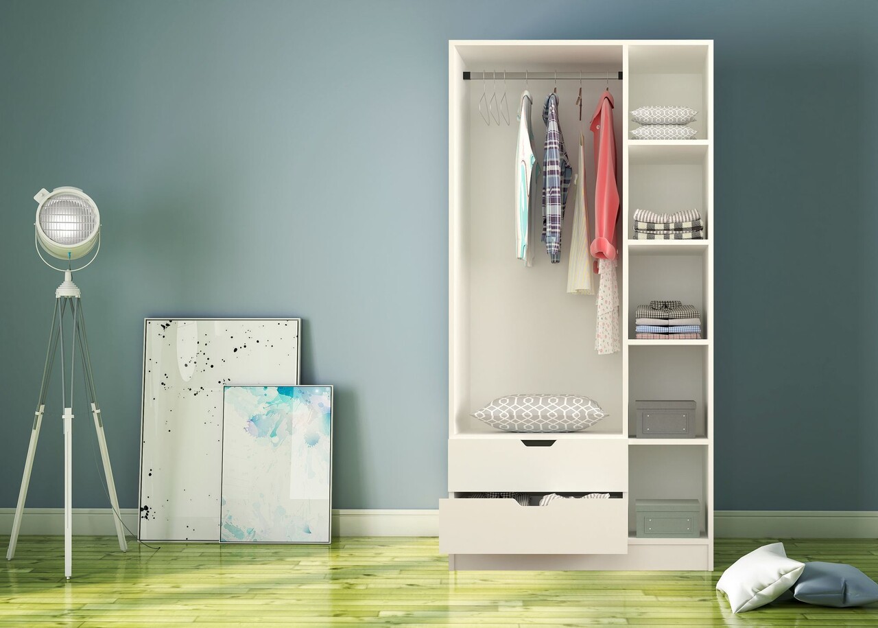 Dulap pentru haine, Rabi, Rb-155, 90x180x45 cm, Alb mat - 2 | YEO