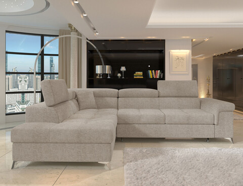 Coltar extensibil stanga 4 locuri ELTAP, LT-18TOU, Eridano, 275x202x88 cm, lemn/poliester, bej inchis