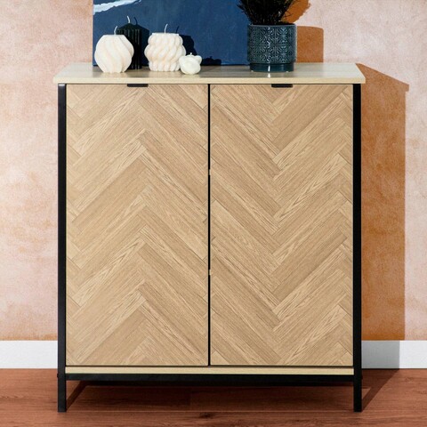 Comoda Swen, Homla, 80x40x88 cm, MDF/metal, natur