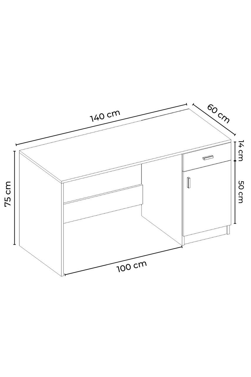 Birou, Hanah Home, Mazı, 140x75x60 cm, Alb — imaginea 7