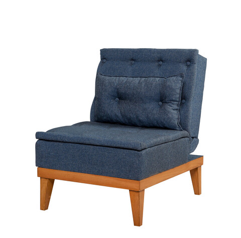 Set canapea extensibilă, Unique Design, 867UNQ1607, Lemn de carpen, Albastru inchis
