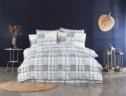 Lenjerie de pat pentru o persoana, 3 piese, 160x220 cm, 100% bumbac poplin, hobby, escale, albastru