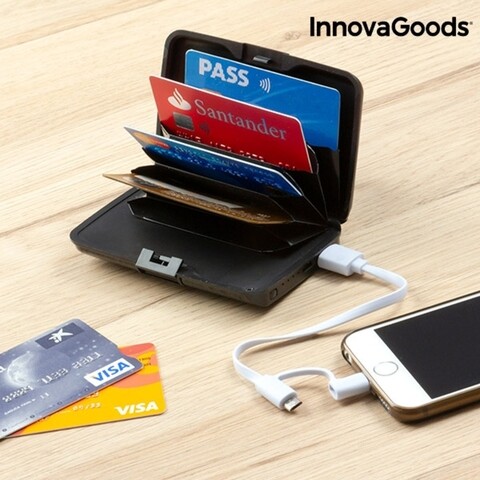 Suport pentru carduri cu protectie antifrauda si power bank 1800 mah innovagoods
