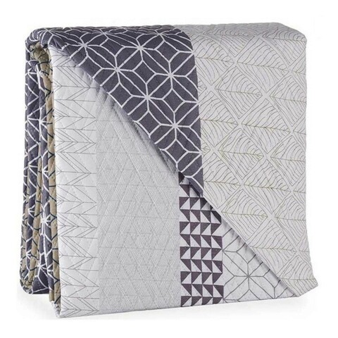 Cuvertura matlasata 2 fete Double Hexagonal, Gift Decor, 240 x 260 cm, poliester, gri/alb 240 imagine 2022