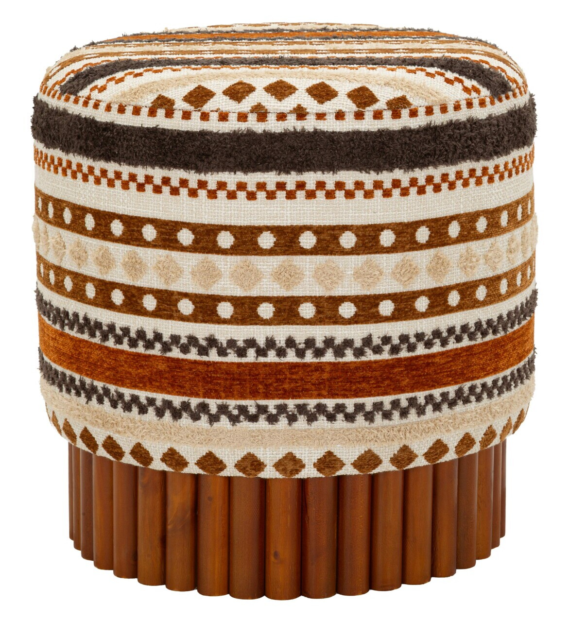 Taburet, Mauro Ferretti, Ethnic, 40x40 cm, poliester/lemn masiv, multicolor — imaginea 2
