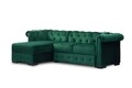 Coltar extensibil cu lada si sezlong stanga, Chester One, L.247 l.171 H.74, stofa, Velvet Louvre Green