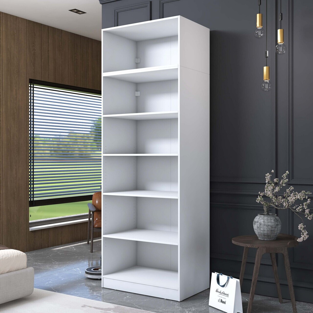 Dulap pentru haine, Hanah Home, BA210, 90x255x57.5 cm, PAL melaminat, Alb - view 7