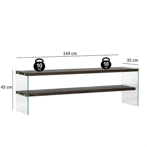 Comoda TV, Neostill, Aqua TV, 140x45x35 cm, Sticla temperata, Antracit