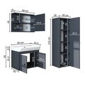 Set Dulap de Baie cu Chiuvetă și Oglindă (3 Piese), Hanah Home, 2869, PAL MELAMINAT, Antracit