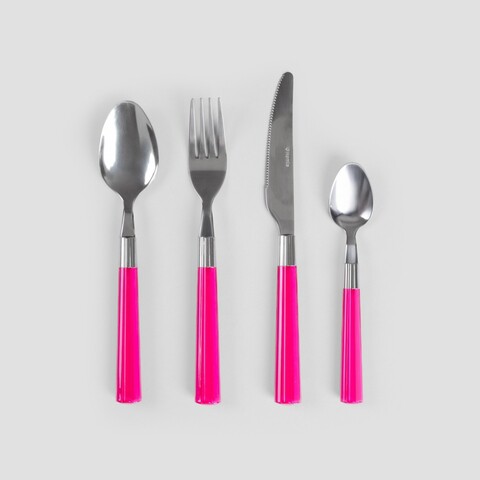 Set tacamuri pentru 4 persoane, 16 piese, Seashell, Homla, inox/plastic, roz