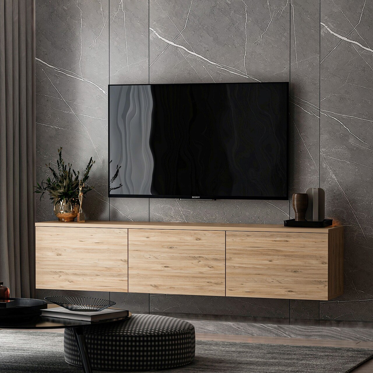 Comoda TV, Inarch, Neon, 160x35x32 cm, Maro - 2 | YEO