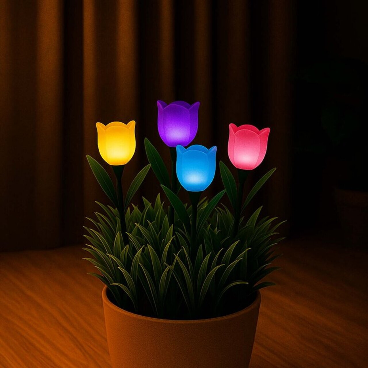 Set 4 lampi solare Tulipano, Beper, IP44, 5.7x29 cm, plastic, multicolor — imaginea 2