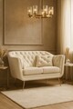 Canapea 2 locuri cu perne decorative Budapest, Mauro Ferretti, 130x83x91 cm, fier/poliester, crem