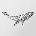 Decoratiune de perete, Whale 1, metal, 56 x 31 cm, negru