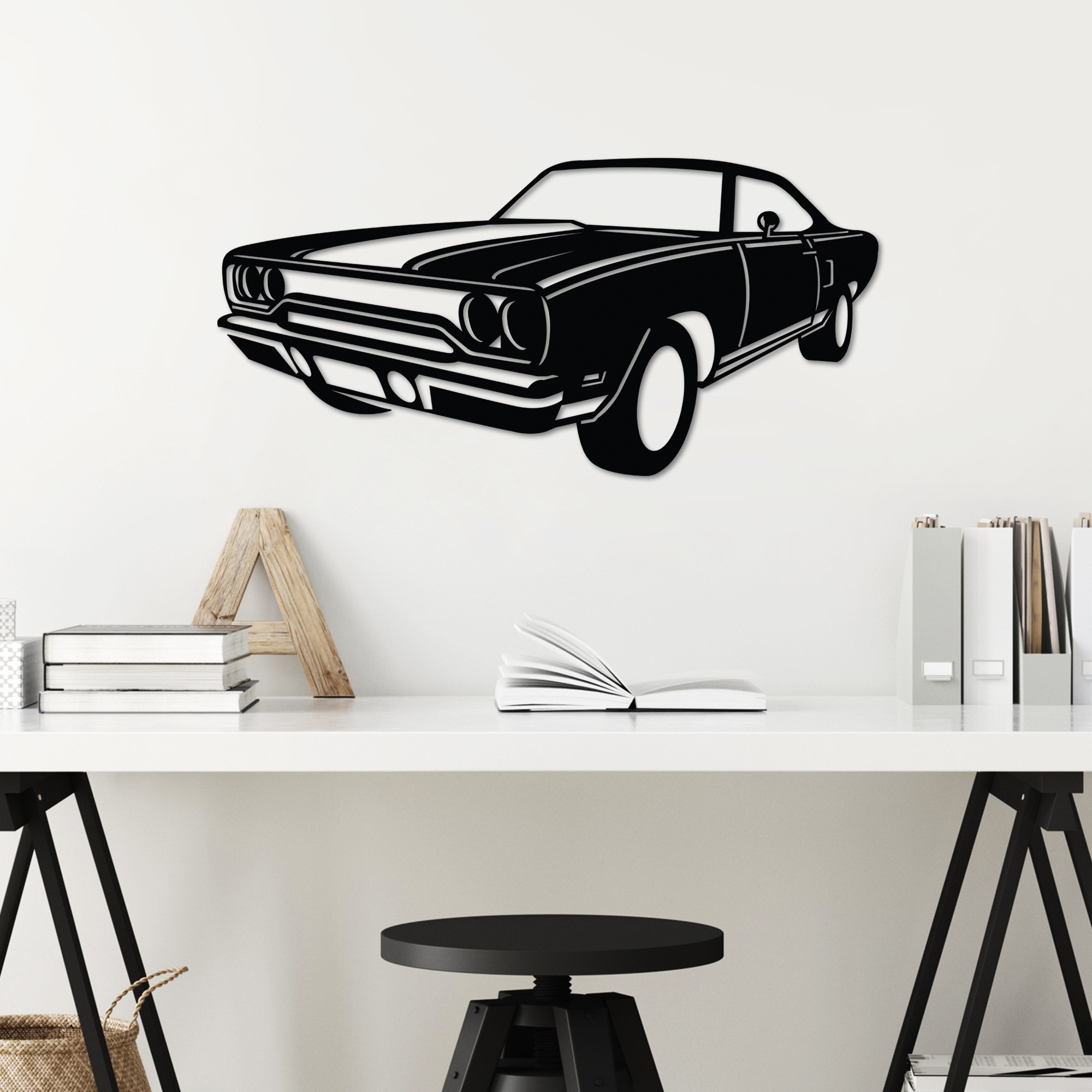 Decoratiune de perete, Plymouth GTX, Dimensiune: 60 x 30 cm , Negru
