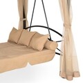 Pavilion cu leagan de 3 locuri si functie pat, Damaris, 232 x 149 x 233 cm, negru/bej