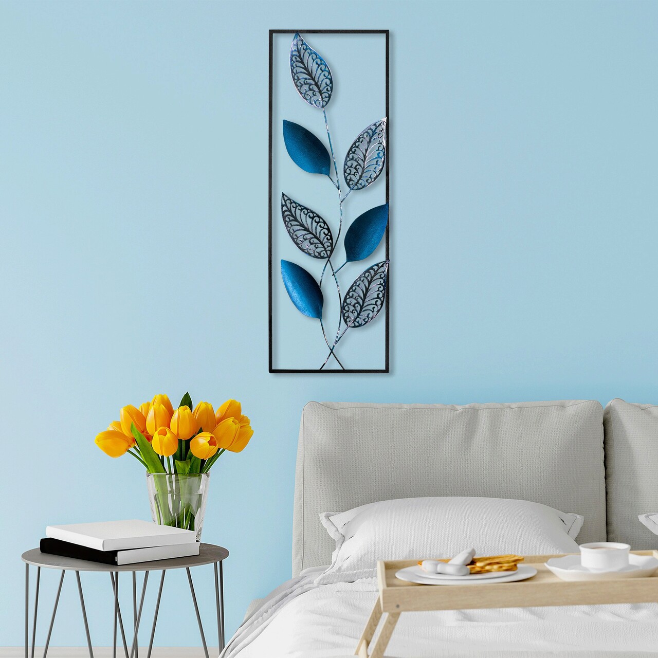 Decoratiune de perete, Leaf, Metal, Dimensiune: 32 x 90 cm, Multicolor - 1 | YEO