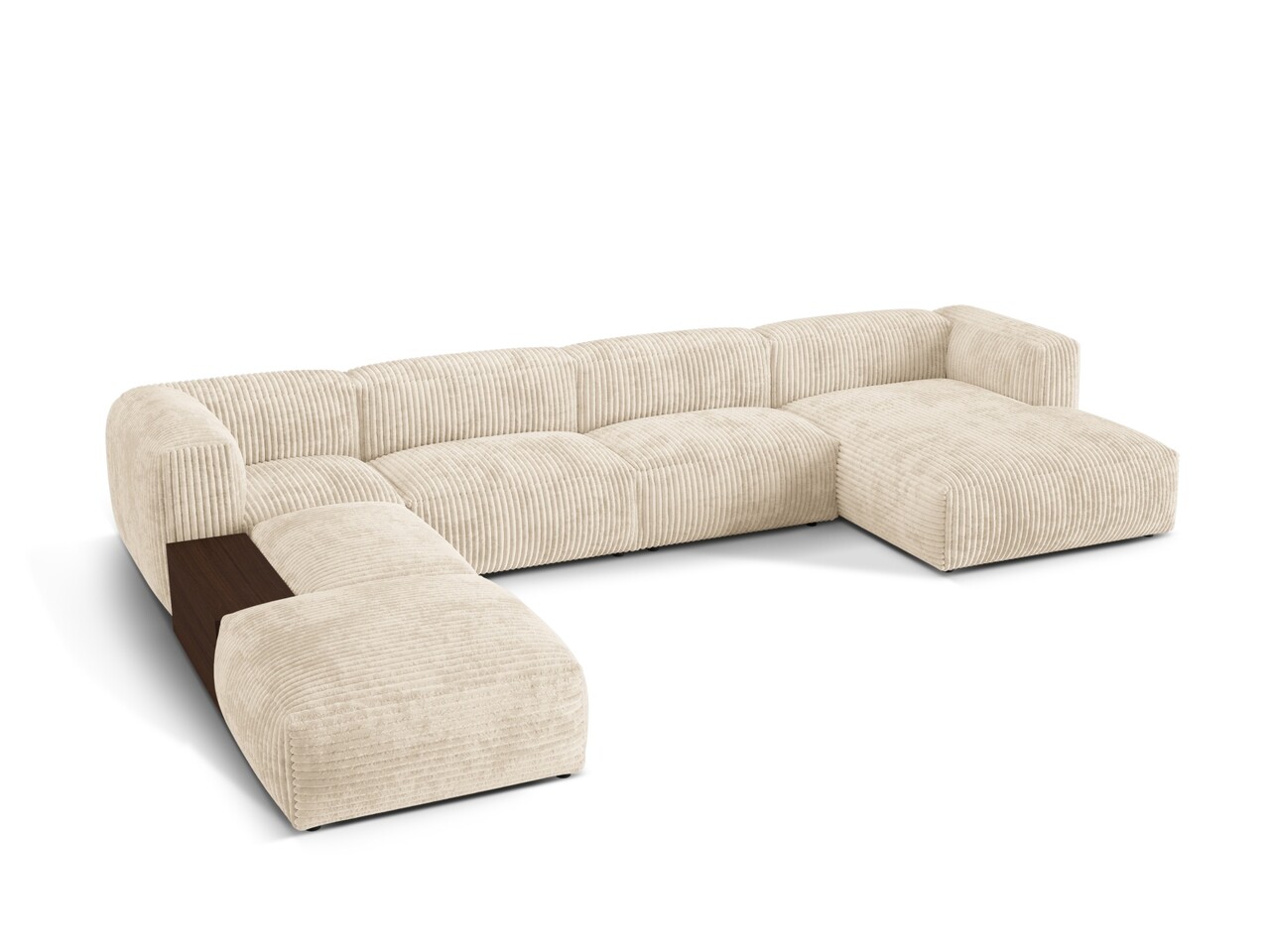 Coltar panoramic stanga 5 locuri design modular, Martina-212, Micadoni Home, 406x280x75 cm, velur, bej deschis - 1 | YEO