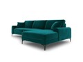Coltar dreapta, Madara, Mazzini Sofas, 5 locuri, black legs, 254x182x90 cm, catifea, turcoaz