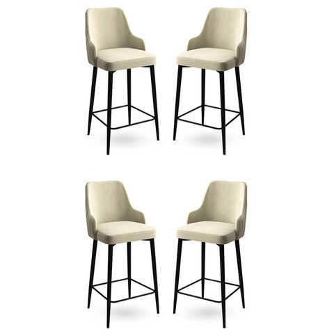 Set scaune  de bar 4 piese, Charlotte, Enox, Metal, Crem/Negru