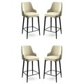 Set scaune  de bar 4 piese, Charlotte, Enox, Metal, Crem/Negru