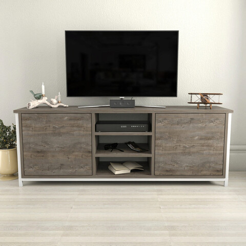 Comoda tv, retricy, otis, 140x35.3x50.8 cm, pal, alb / gri închis