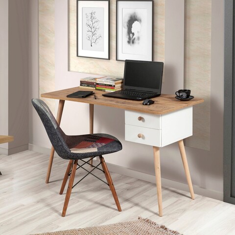 Birou, vella, balbina, 120x77x60 cm, pal, pin atlantic / alb