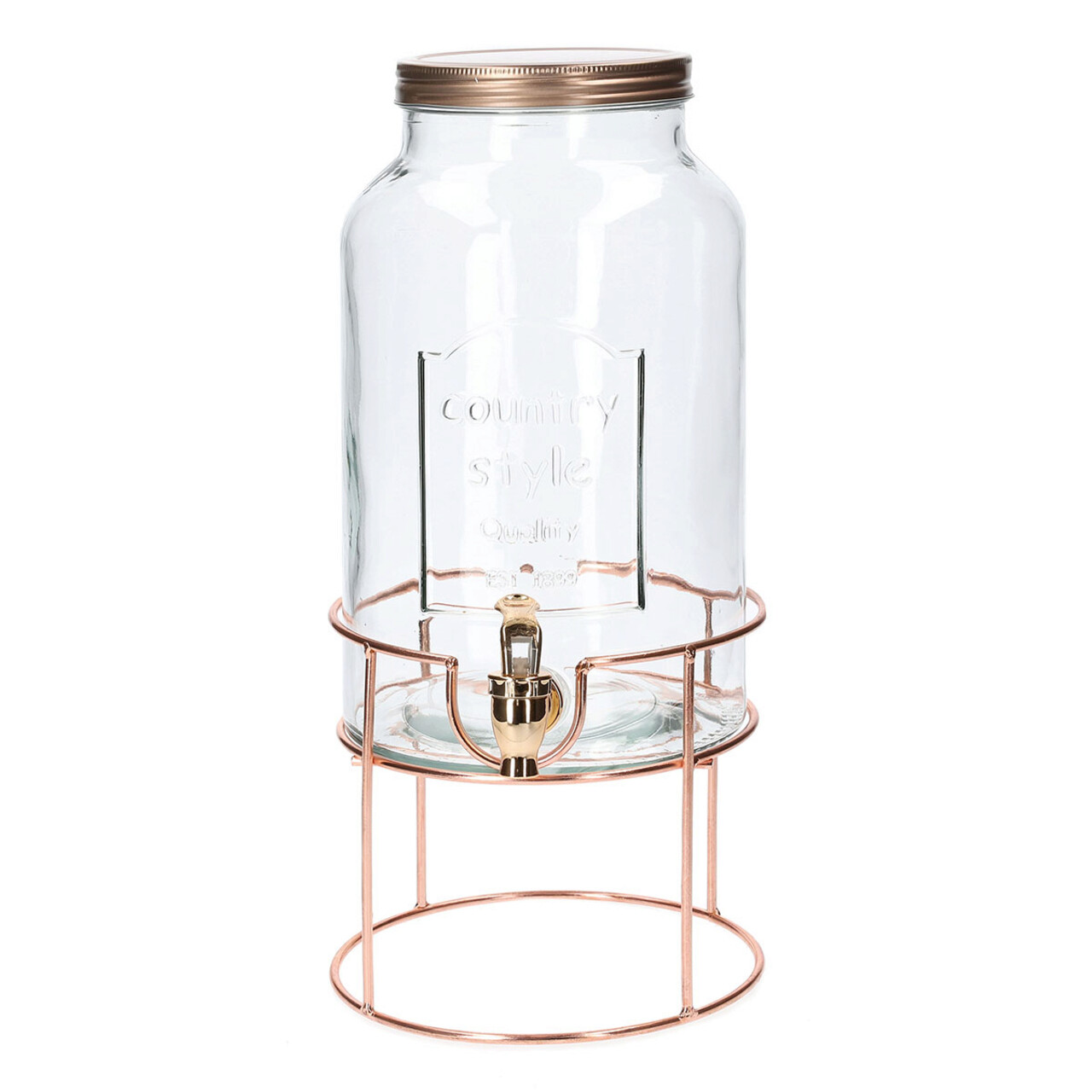 Dozator pentru bauturi cu suport Nerso, Homla, 5.5 L, sticla/metal, transparent/auriu - 1 | YEO