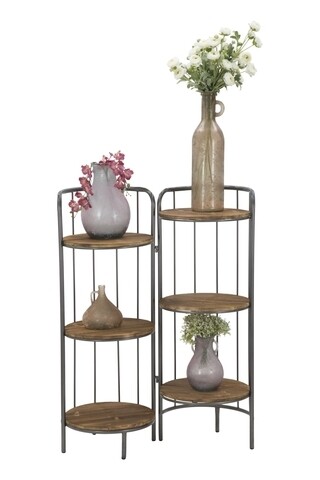 Etajera Berlin Double, Mauro Ferretti, 86.5×42.5×110 cm, fier/ lemn 86.5x42.5x110