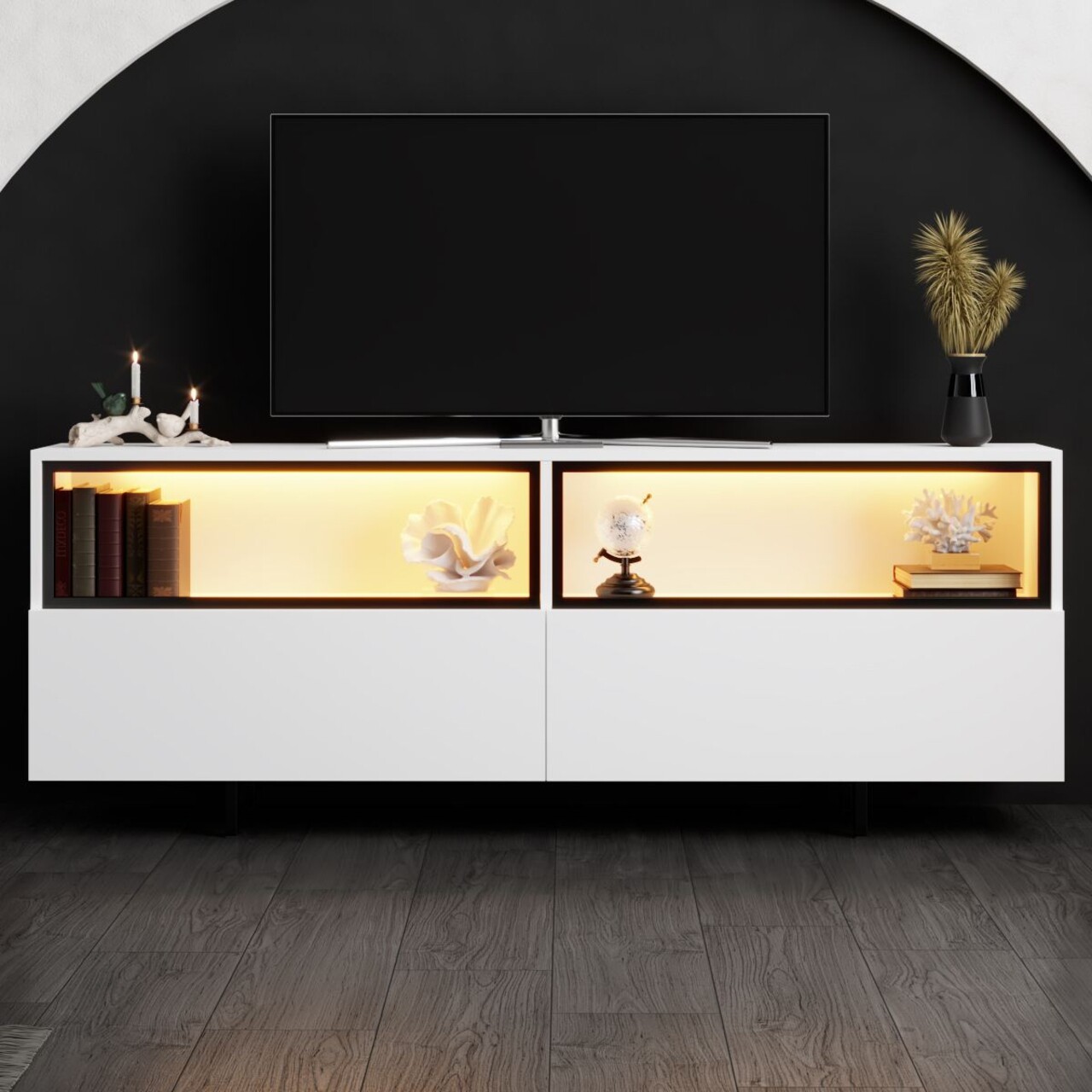 Comoda TV, Hanah Home, Ekol Up, 180x67x32 cm, Alb - view 2