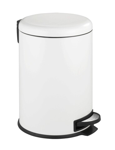Cos de gunoi cu pedala, wenko, leman, easy-close, 30.5 x 37.5 x 44 cm, 20 l, inox/polipropilena, alb/negru