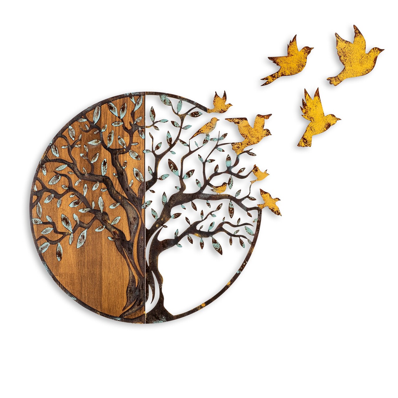 Decoratiune de perete, Tree And Birds, Lățime: 92 cm Înălțime: 71 cm Adâncime: 3 cm, Multicolor - view 7